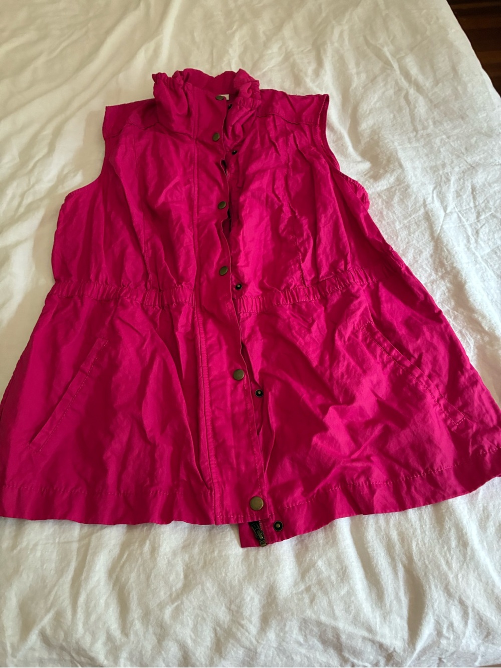 Coldwater Creek Sleeveless Snap Front  Vest — Bright Pink